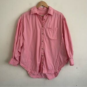 Free People We The Free Happy Hour Poplin Button-Down Top Pink Size S Oversized